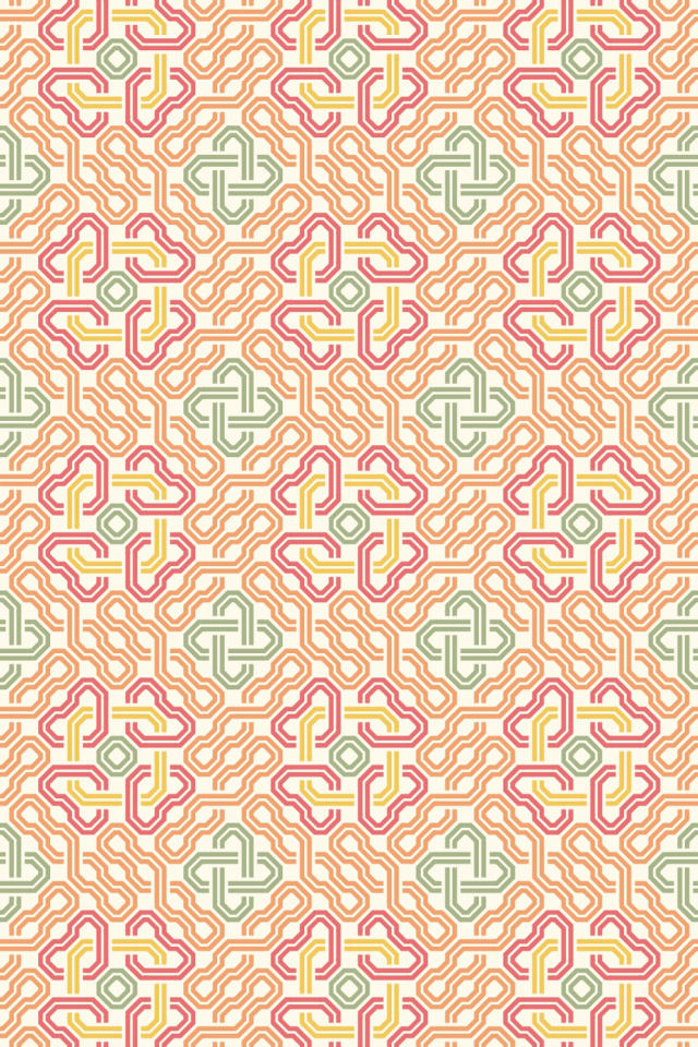 a peachy-rose tile pattern repeating 3 across, edge to edge