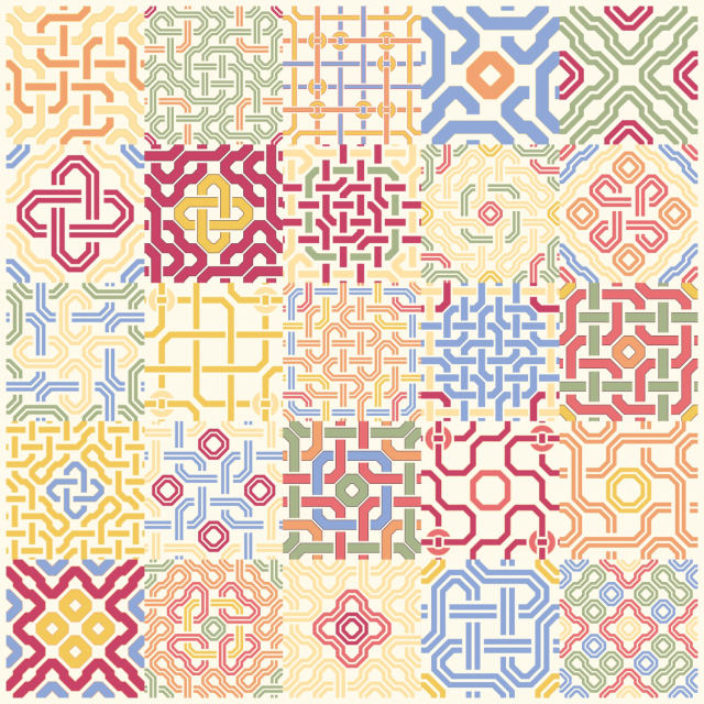5 by 5 peachy-rose tiles on one sheet