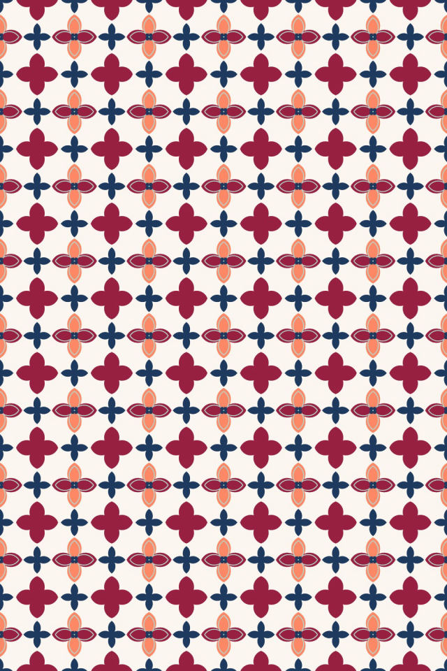 a coral navy tile pattern repeating 6 across, edge to edge