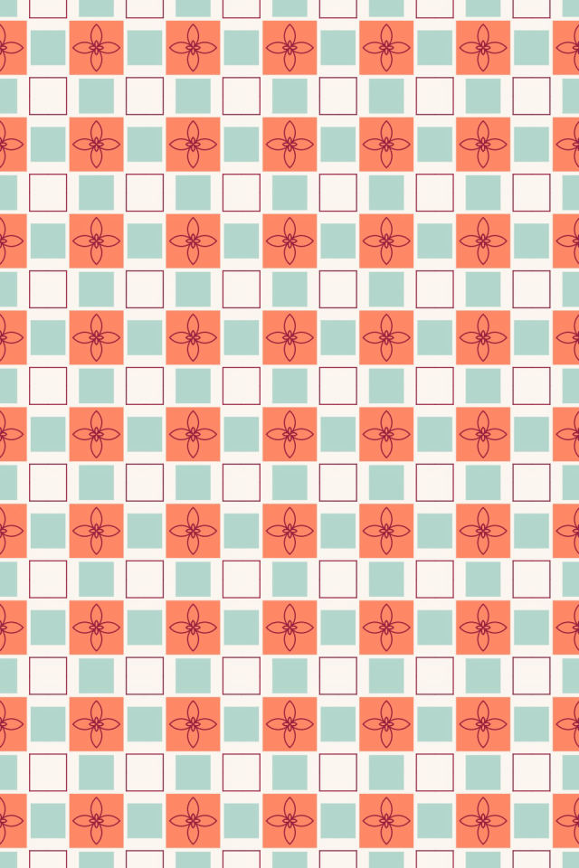 a coral navy tile pattern repeating 6 across, edge to edge