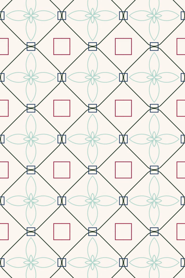 a coral navy tile pattern repeating 3 across, edge to edge