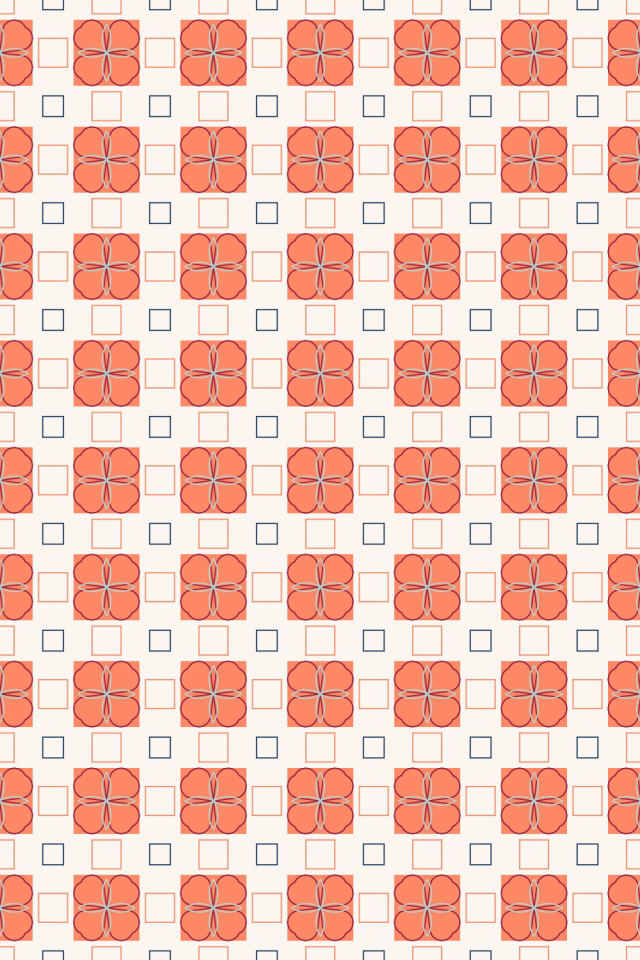 a coral navy tile pattern repeating 6 across, edge to edge