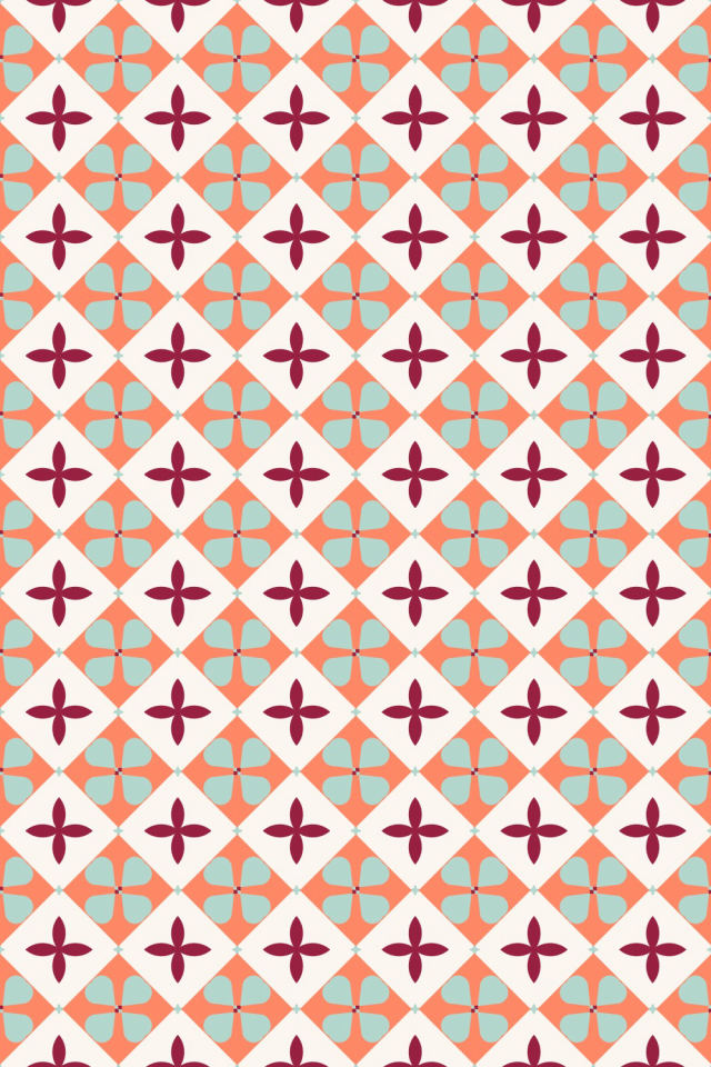 a coral navy tile pattern repeating 6 across, edge to edge