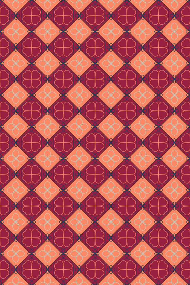 a coral navy tile pattern repeating 6 across, edge to edge