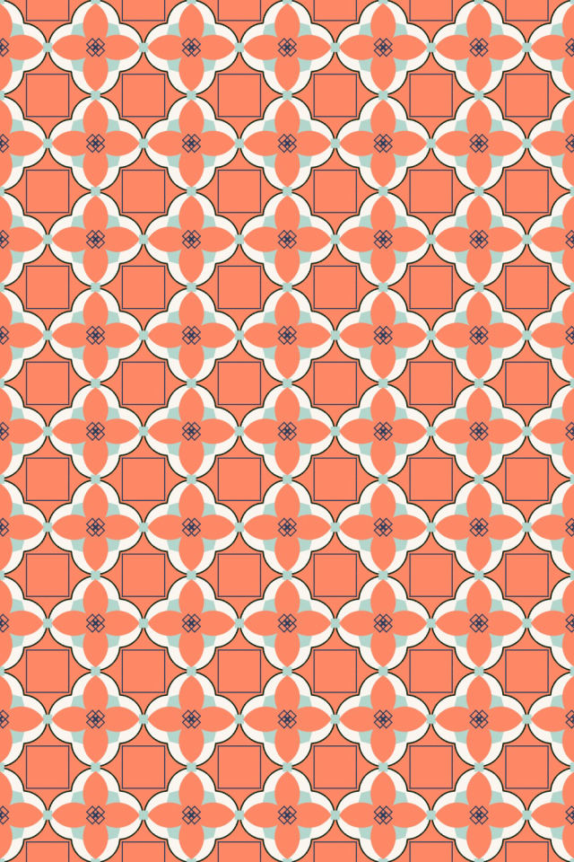 a coral navy tile pattern repeating 6 across, edge to edge
