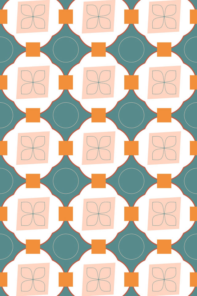 a coral-reef tile pattern repeating 3 across, edge to edge