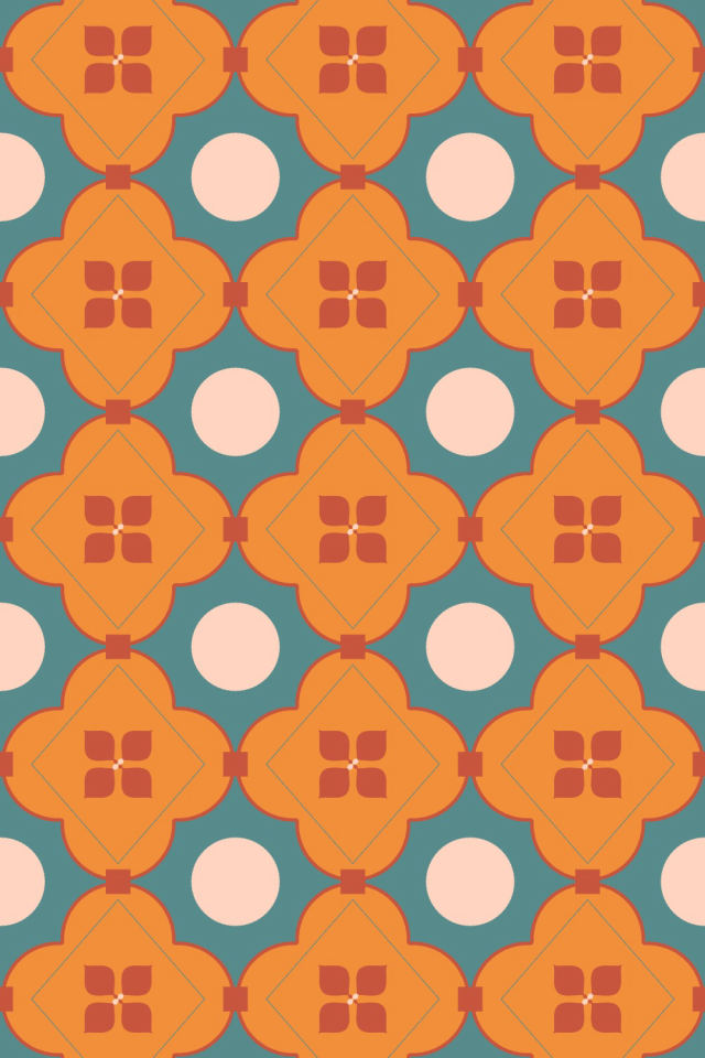 a coral-reef tile pattern repeating 3 across, edge to edge