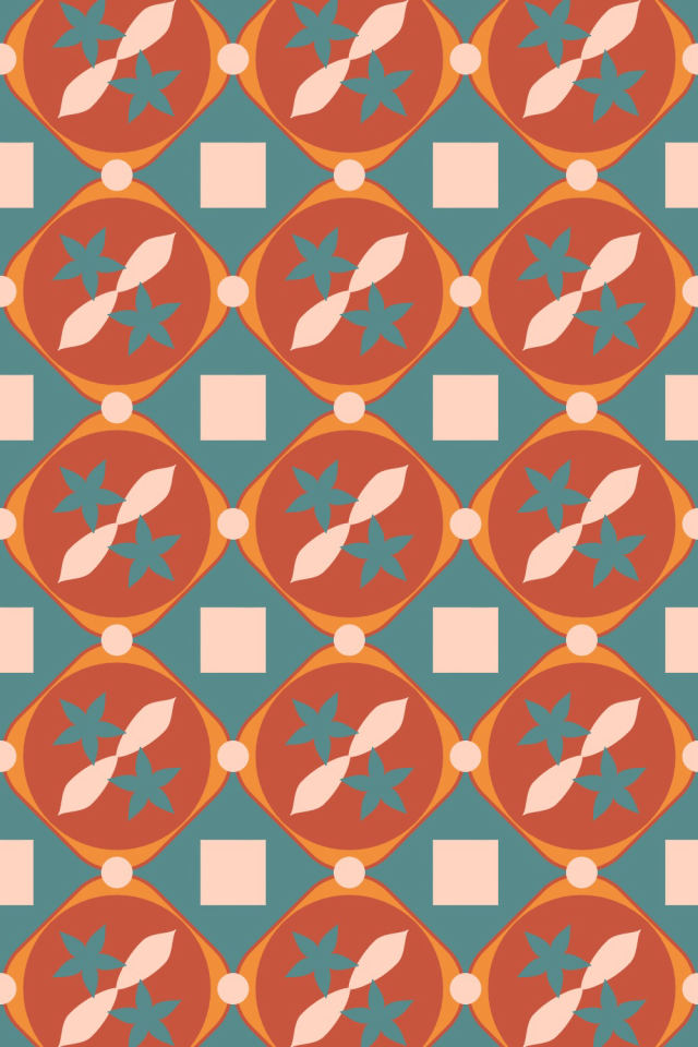a coral-reef tile pattern repeating 3 across, edge to edge