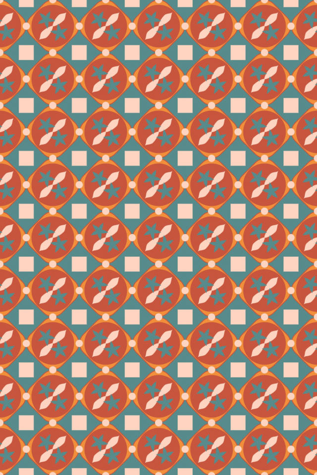 a coral-reef tile pattern repeating 6 across, edge to edge