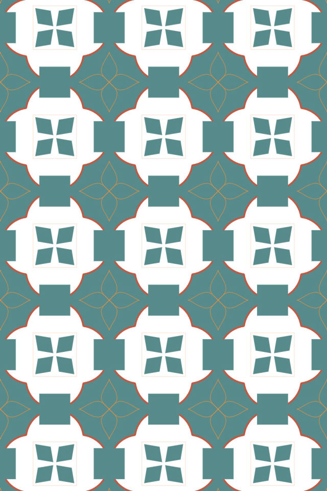 a coral-reef tile pattern repeating 3 across, edge to edge