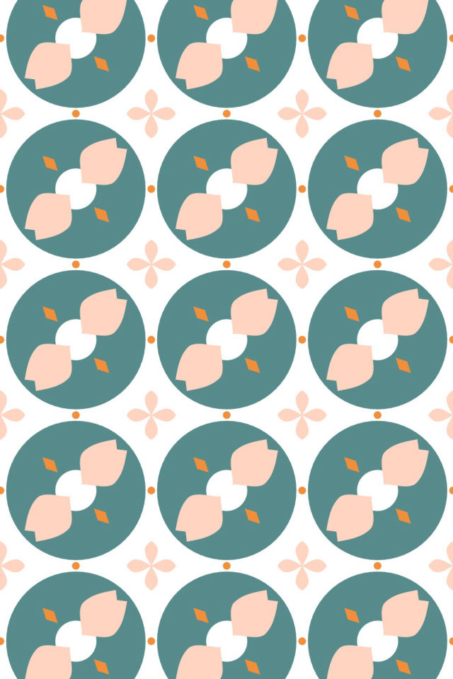 a coral-reef tile pattern repeating 3 across, edge to edge