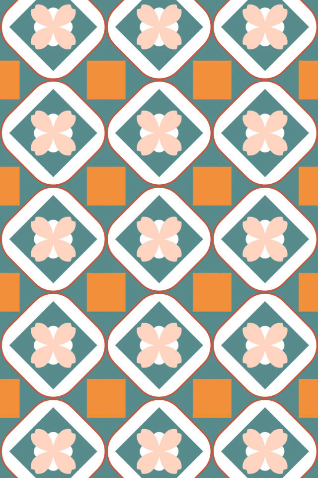 a coral-reef tile pattern repeating 3 across, edge to edge