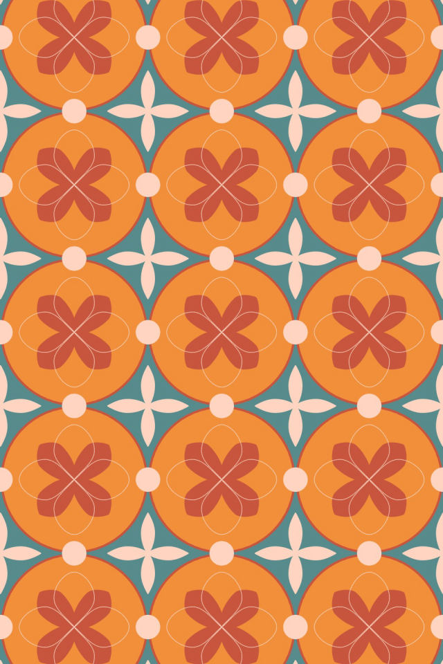 a coral-reef tile pattern repeating 3 across, edge to edge