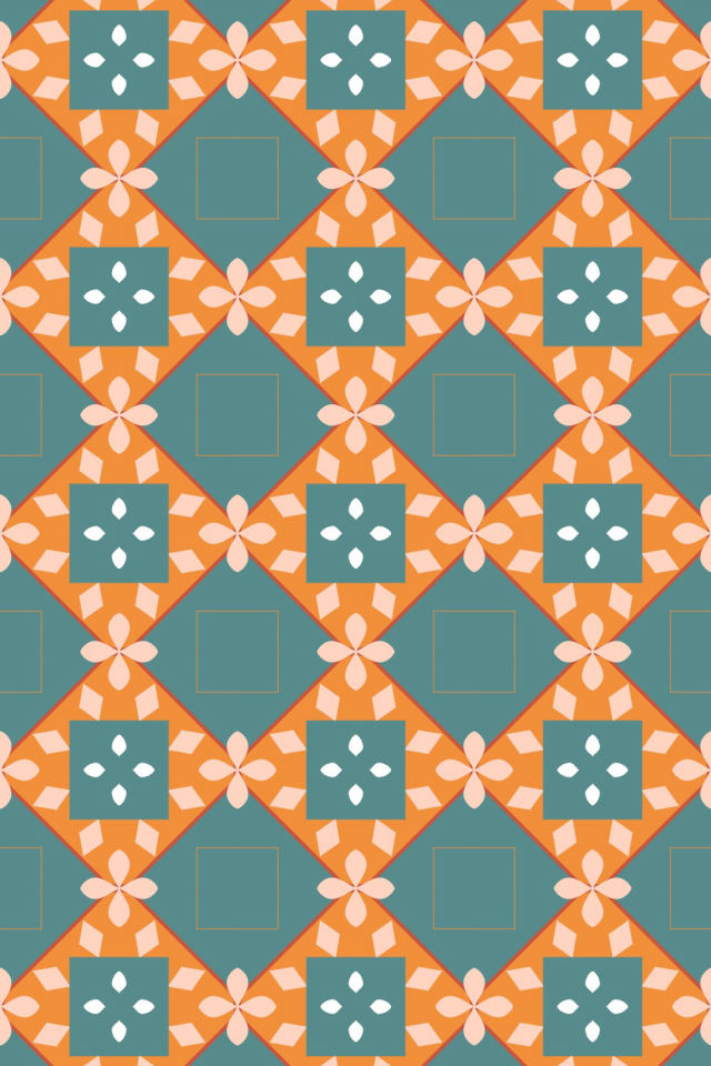a coral-reef tile pattern repeating 3 across, edge to edge