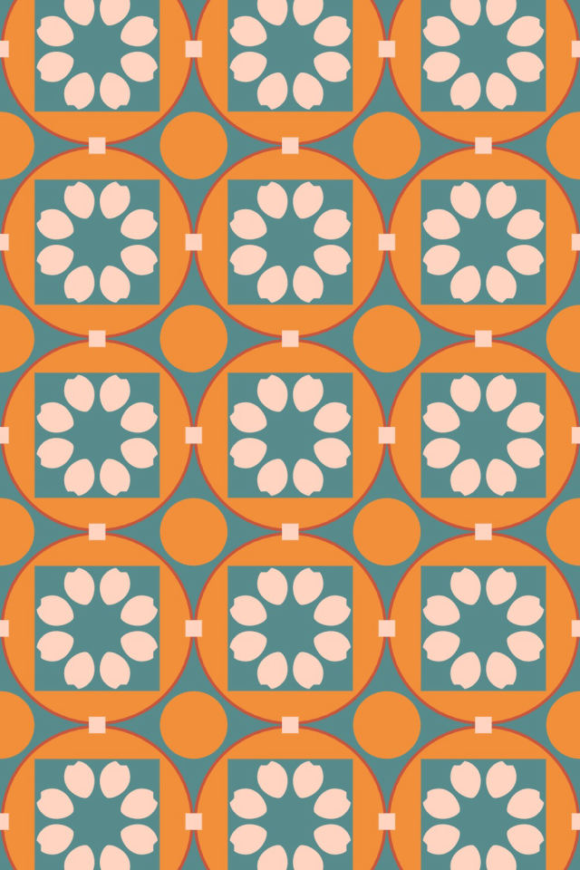 a coral-reef tile pattern repeating 3 across, edge to edge
