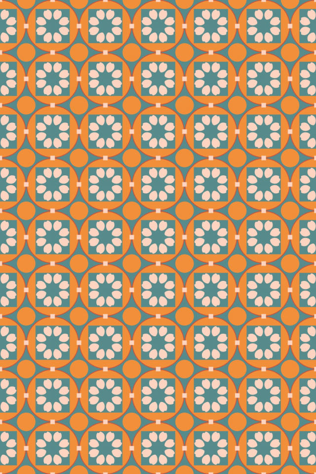 a coral-reef tile pattern repeating 6 across, edge to edge