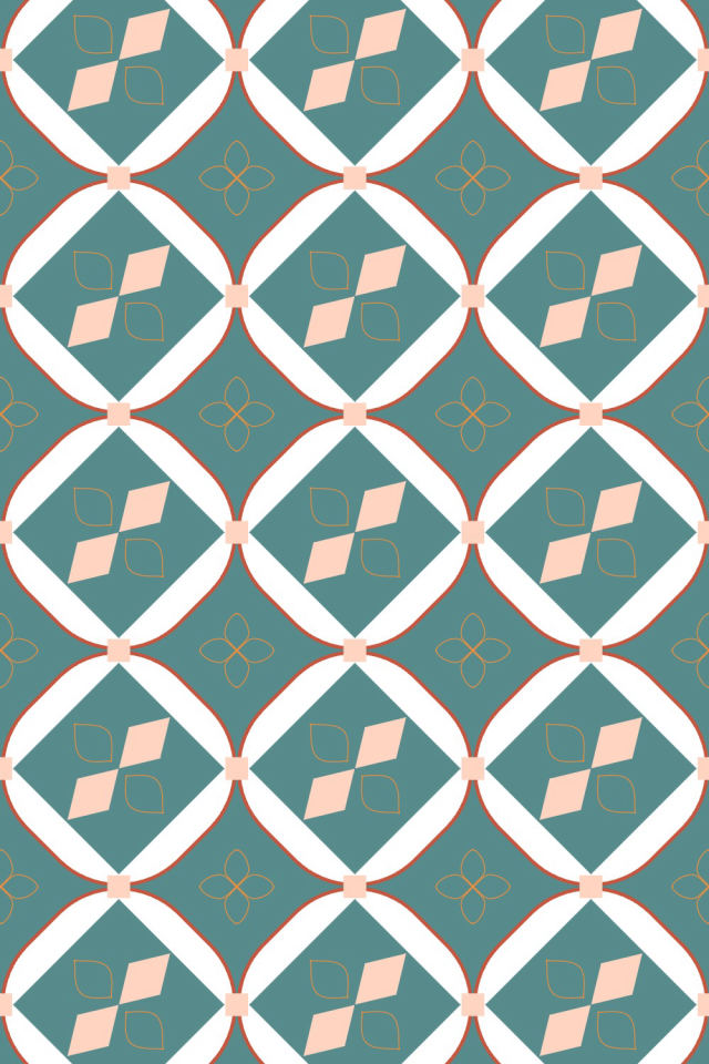 a coral-reef tile pattern repeating 3 across, edge to edge