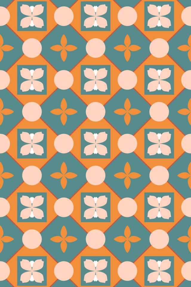 a coral-reef tile pattern repeating 3 across, edge to edge