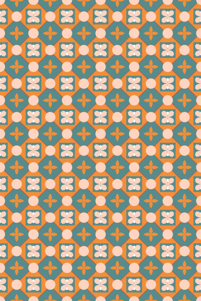 a coral-reef tile pattern repeating 6 across, edge to edge