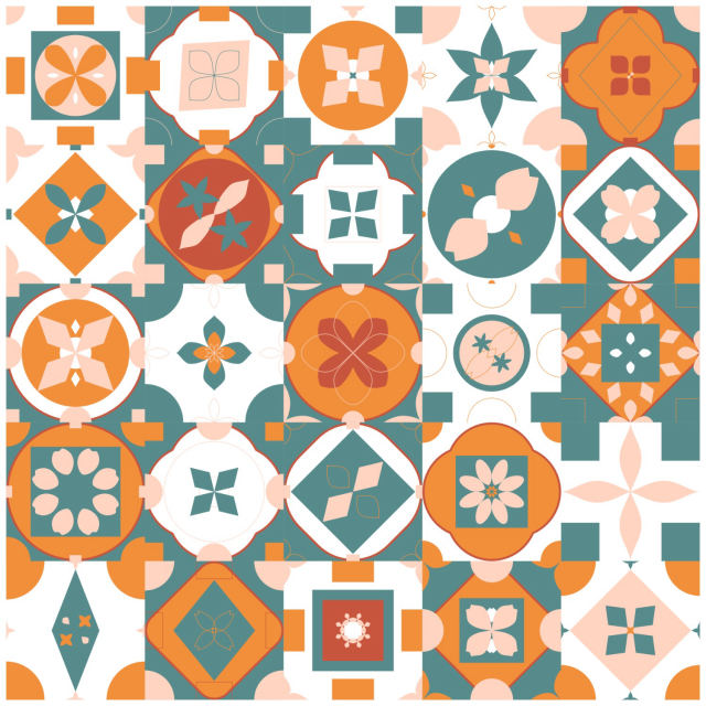 5 by 5 coral-reef tiles on one sheet